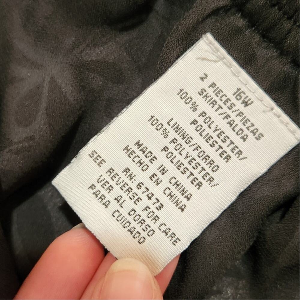 Vintage Unbranded Black White Floral Fully Lined A-Line Mermaid Skirt Size 16W - Picture 5 of 7